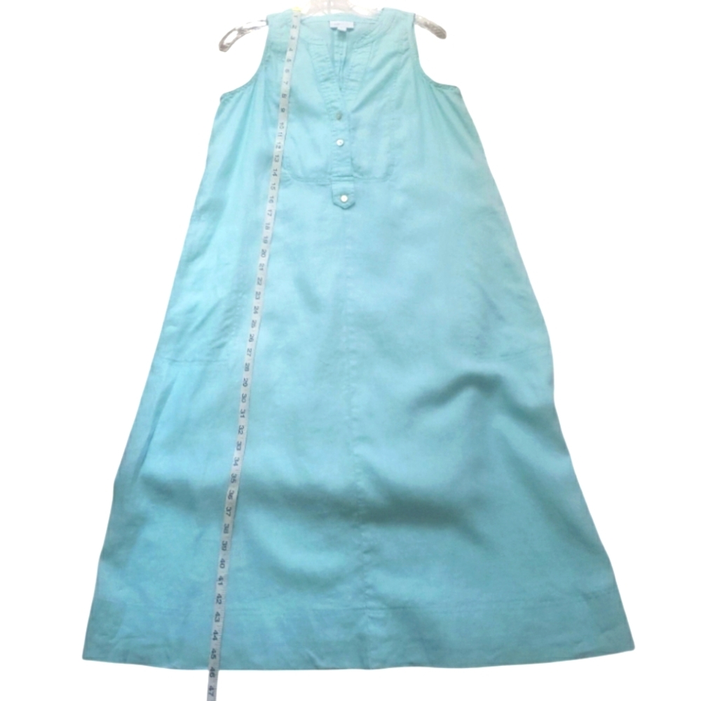 J.jill Love Linen 100% Linen Sleeveless Midi Shift Dress Light Pastel Blue VNeck - Picture 17 of 17